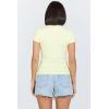 image:imageDEAR JOHN Jurnee Womens Top Scoop Neck Short Sleeve Fitted RibPale Lime Yellow