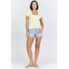image:imageDEAR JOHN Jurnee Womens Top Scoop Neck Short Sleeve Fitted RibPale Lime Yellow