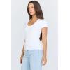 image:imageDEAR JOHN Jurnee Womens Top Scoop Neck Short Sleeve Fitted RibWhite
