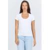 image:imageDEAR JOHN Jurnee Womens Top Scoop Neck Short Sleeve Fitted RibWhite