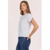 image:imageDEAR JOHN Kaira Womens Top Crew Neck Short Sleeve Ruched Classic FitCobalt Stripe