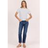 image:imageDEAR JOHN Kaira Womens Top Crew Neck Short Sleeve Ruched Classic FitCobalt Stripe