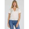 image:imageDEAR JOHN Lilah Split Neck Short Sleeve Knit Top for WomenEgret