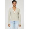 image:imageDEAR JOHN Luna Top for Women Fitted Thermal Henley Silhouette with Button Front and Long SleeveAbbey Stone