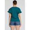 image:imageDEAR JOHN Meredith Womens Cotton Knit Crew Neck Dolman Sleeve Ruffle Cuff TopMediterranea