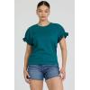image:imageDEAR JOHN Meredith Womens Cotton Knit Crew Neck Dolman Sleeve Ruffle Cuff TopMediterranea