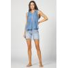 image:imageDEAR JOHN Myron Womens Top Crew Neck Sleeveless Button Front Relaxed Fit PleatedCarolina Blue