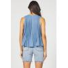image:imageDEAR JOHN Myron Womens Top Crew Neck Sleeveless Button Front Relaxed Fit PleatedCarolina Blue