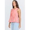 image:imageDEAR JOHN Myron Womens Top Crew Neck Sleeveless Button Front Relaxed Fit PleatedTerracotta