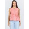 image:imageDEAR JOHN Myron Womens Top Crew Neck Sleeveless Button Front Relaxed Fit PleatedTerracotta