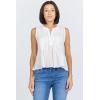image:imageDEAR JOHN Myron Womens Top Crew Neck Sleeveless Button Front Relaxed Fit PleatedWhite