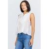 image:imageDEAR JOHN Myron Womens Top Crew Neck Sleeveless Button Front Relaxed Fit PleatedWhite