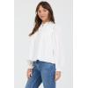 image:imageDEAR JOHN Naida Ruffle Crew Neck Long Sleeve Blouse for Women Relaxed Fit Front Placket DetailWhite