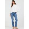 image:imageDEAR JOHN Naida Ruffle Crew Neck Long Sleeve Blouse for Women Relaxed Fit Front Placket DetailWhite