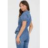image:imageDEAR JOHN Nikita Collared Short Sleeve Peplum Top for WomenMedium Indigo