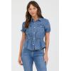 image:imageDEAR JOHN Nikita Collared Short Sleeve Peplum Top for WomenMedium Indigo