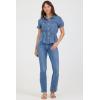 image:imageDEAR JOHN Nikita Collared Short Sleeve Peplum Top for WomenMedium Indigo