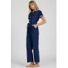 image:imageDEAR JOHN Riveter Cropped Denim Jumpsuit for Women ButtonFront Short Sleeve Relaxed Fit Removable BeltStar Demand