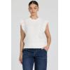 image:imageDEAR JOHN Tilly Womens Classic Fit Sweater Top Crew Neck Flutter Sleeve Crochet Detail ShirtOffwhite