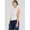 image:imageDEAR JOHN Tilly Womens Classic Fit Sweater Top Crew Neck Flutter Sleeve Crochet Detail ShirtOffwhite