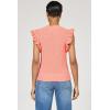 image:imageDEAR JOHN Tilly Womens Classic Fit Sweater Top Crew Neck Flutter Sleeve Crochet Detail ShirtPeachy Coral