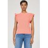 image:imageDEAR JOHN Tilly Womens Classic Fit Sweater Top Crew Neck Flutter Sleeve Crochet Detail ShirtPeachy Coral