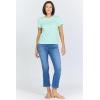 image:imageDEAR JOHN Unity Metallic Tee Womens Top Crew Neck Short Sleeve Hip LengthMist Green