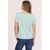 image:imageDEAR JOHN Vanya Short Sleeve Vee Neck Womens Slub Tee Knit Relaxed Fit ShirtCanal Blue