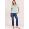 image:imageDEAR JOHN Vanya Short Sleeve Vee Neck Womens Slub Tee Knit Relaxed Fit ShirtCanal Blue