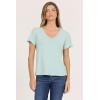 image:imageDEAR JOHN Vanya Short Sleeve Vee Neck Womens Slub Tee Knit Relaxed Fit ShirtCanal Blue