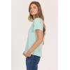 image:imageDEAR JOHN Vanya Short Sleeve Vee Neck Womens Slub Tee Knit Relaxed Fit ShirtCanal Blue