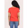 image:imageDEAR JOHN Vanya Short Sleeve Vee Neck Womens Slub Tee Knit Relaxed Fit ShirtPoppy Red
