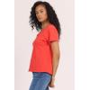 image:imageDEAR JOHN Vanya Short Sleeve Vee Neck Womens Slub Tee Knit Relaxed Fit ShirtPoppy Red