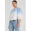 image:imageDEAR JOHN Wilma Crew Neck ButtonUp Shirt for Women Puff 34 Sleeve Relaxed Fit Piece DyedCloudy Skyway