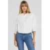 image:imageDEAR JOHN Wilma Crew Neck ButtonUp Shirt for Women Puff 34 Sleeve Relaxed Fit Piece DyedWhite