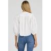 image:imageDEAR JOHN Wilma Crew Neck ButtonUp Shirt for Women Puff 34 Sleeve Relaxed Fit Piece DyedWhite