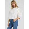 image:imageDEAR JOHN Wilma Crew Neck ButtonUp Shirt for Women Puff 34 Sleeve Relaxed Fit Piece DyedWhite