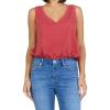 image:imageDEAR JOHN Alexi Womens Top V Neck Sleeveless Relaxed Fit Bubble HemSalsa