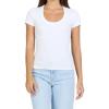 image:imageDEAR JOHN Jurnee Womens Top Scoop Neck Short Sleeve Fitted RibWhite