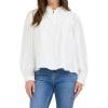 image:imageDEAR JOHN Naida Ruffle Crew Neck Long Sleeve Blouse for Women Relaxed Fit Front Placket DetailWhite