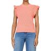 image:imageDEAR JOHN Tilly Womens Classic Fit Sweater Top Crew Neck Flutter Sleeve Crochet Detail ShirtPeachy Coral