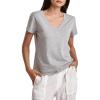 image:imageDEAR JOHN Vani Womens Short Sleeve VNeck Shirt Classic Fit Comfort Cotton TeeHeather Grey