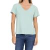 image:imageDEAR JOHN Vanya Short Sleeve Vee Neck Womens Slub Tee Knit Relaxed Fit ShirtCanal Blue