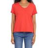 image:imageDEAR JOHN Vanya Short Sleeve Vee Neck Womens Slub Tee Knit Relaxed Fit ShirtPoppy Red