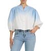 image:imageDEAR JOHN Wilma Crew Neck ButtonUp Shirt for Women Puff 34 Sleeve Relaxed Fit Piece DyedCloudy Skyway