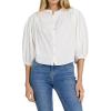 image:imageDEAR JOHN Wilma Crew Neck ButtonUp Shirt for Women Puff 34 Sleeve Relaxed Fit Piece DyedWhite
