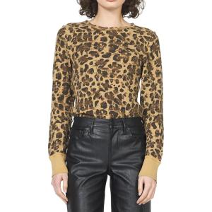 image:imageDEAR JOHN Ania Top Womens Slim Fit Thermal Crew Neck Long Sleeve Waffle Knit TopLeopard