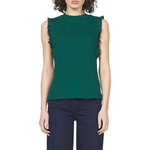 image:imageDEAR JOHN Bridget Sleeveless Ruffle Top Womens Knit Crew NeckRainforest
