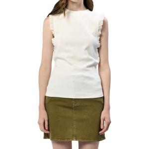 image:imageDEAR JOHN Bridget Sleeveless Ruffle Top Womens Knit Crew NeckWhite