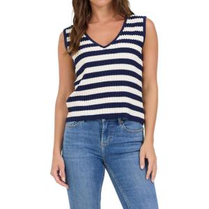 image:imageDEAR JOHN Celia VNeck Sleeveless Knit Top for WomenBlack Iris Stripe